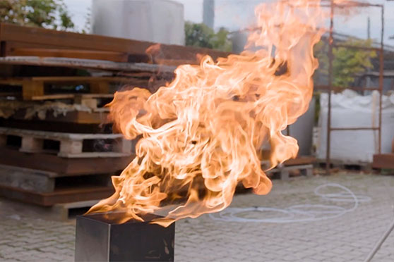 Hydrogen flame test supporting maritime fire safety research into alternative fuels, fire behaviour and safety measures for the green maritime transition.