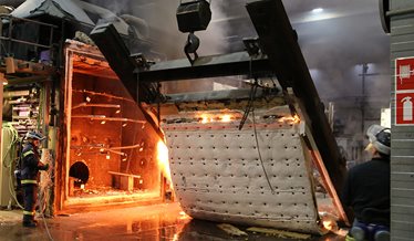 Maritime fire test of a ship component at DBI, supporting product classification, approval by flag state authorities and market access for shipyards.