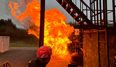 Methanol fire test in the MEFISTO project, supporting fire safety tools for low-carbon marine fuels and safer use of methanol in shipping.